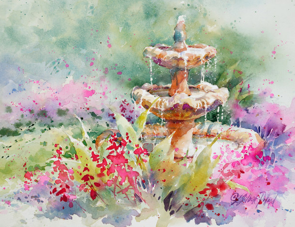 Cayucos Fountain by Julie Gilbert Pollard
