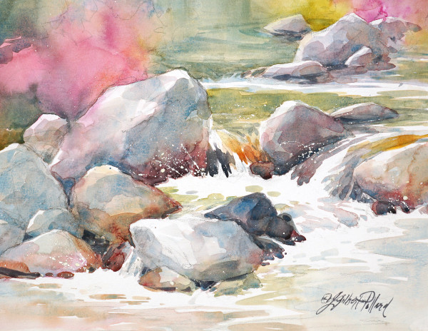 Mountain Stream with Spring Flowers III