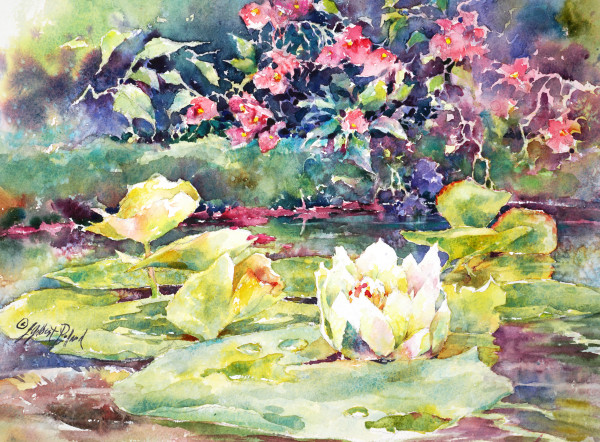 Water Lily Pond - Buchart Gardens by Julie Gilbert Pollard