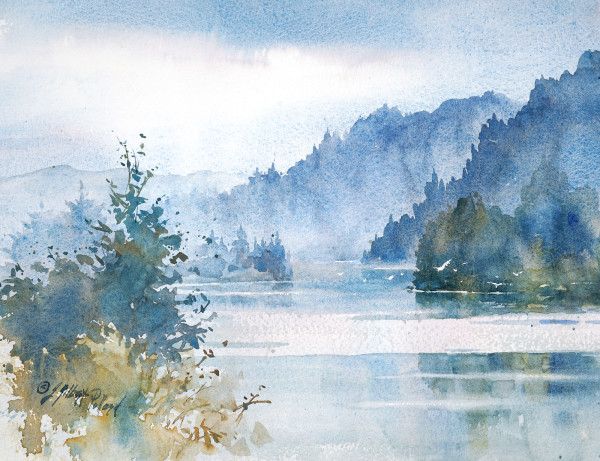 Mist Rising - Siuslaw River in Oregon by Julie Gilbert Pollard