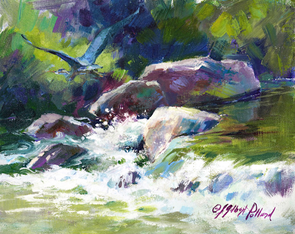 Blue Heron Sailing Down Oak Creek by Julie Gilbert Pollard