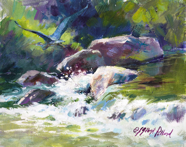 Blue Heron Sailing Down Oak Creek by Julie Gilbert Pollard