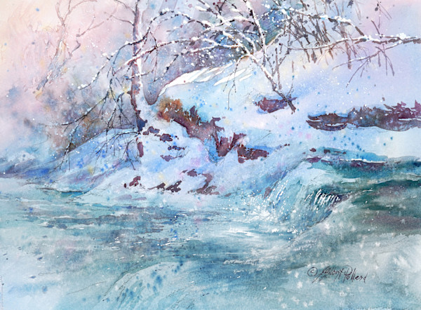 Above the Frozen Precipice - Minnehaha Falls by Julie Gilbert Pollard