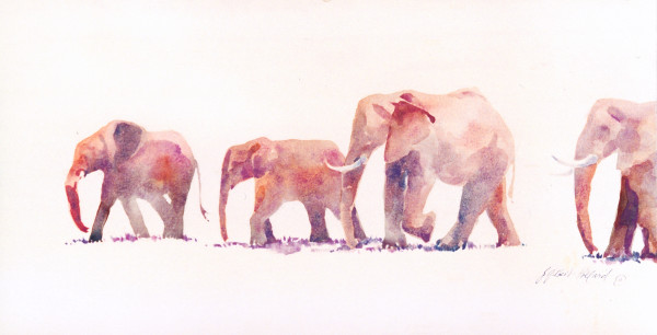 Purple Elephant Parade by Julie Gilbert Pollard
