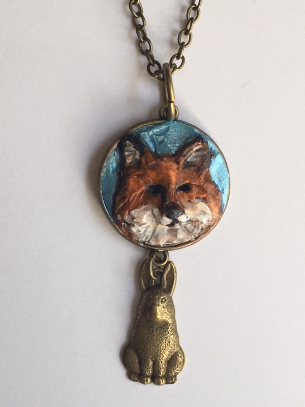 Red Fox with Hare necklace