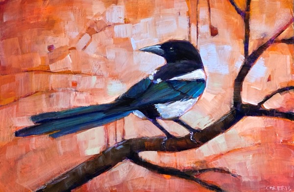 Visitor (magpie) by Connie Geerts