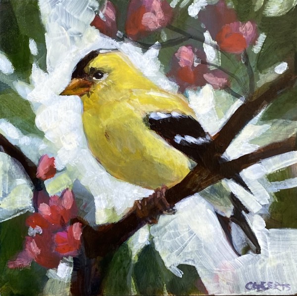 Goldfinch with Blossoms by Connie Geerts