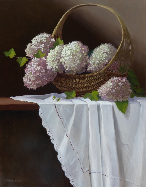 Basket of Hydrangeas & Ivy by Tina Underwood