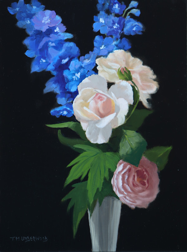 Delphinium and Roses by Tina Underwood
