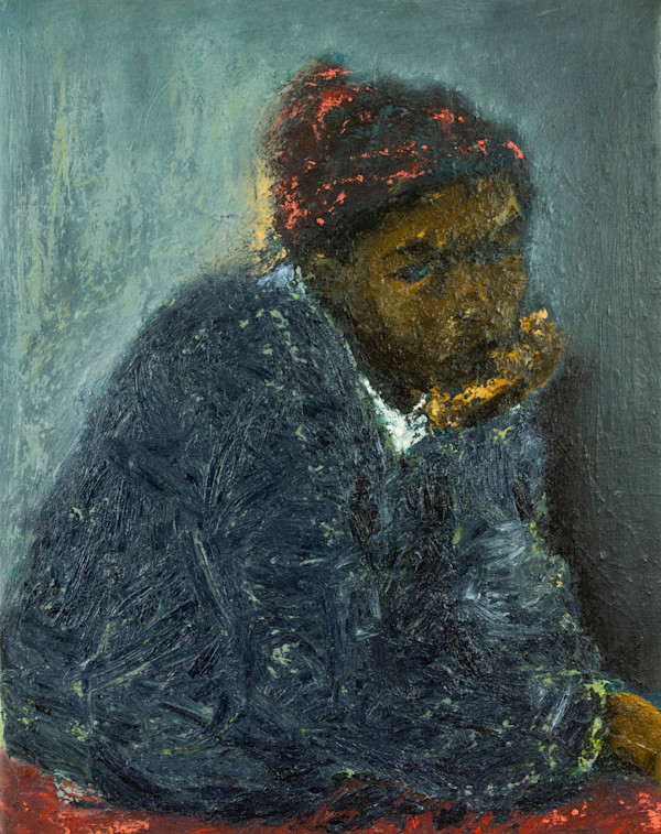 contemplation in blue and ochre by Temi Wynston Edun, Image 1.