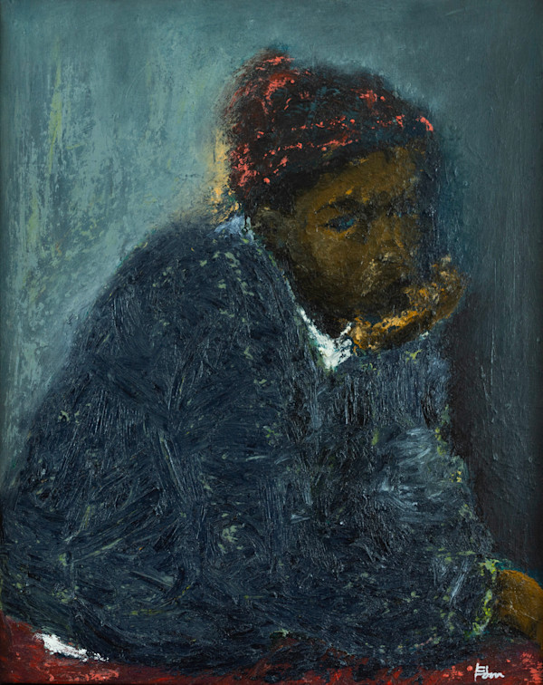 contemplation in blue and ochre by Temi Wynston Edun, Image 1.