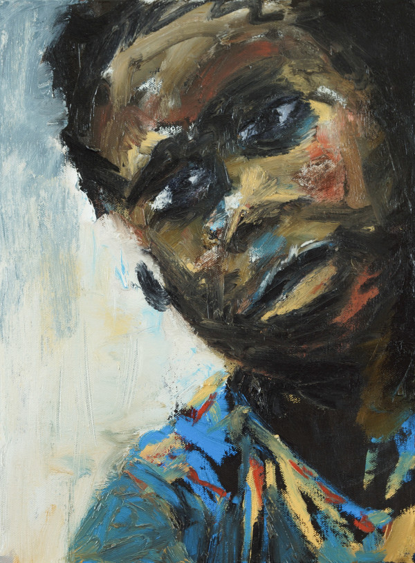 boy in blue striped shirt by Temi Wynston Edun