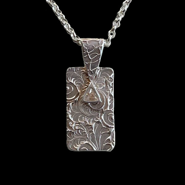 #963 Hand Crafted Fine Silver with White CZ by Sue Broadway, Image 4.