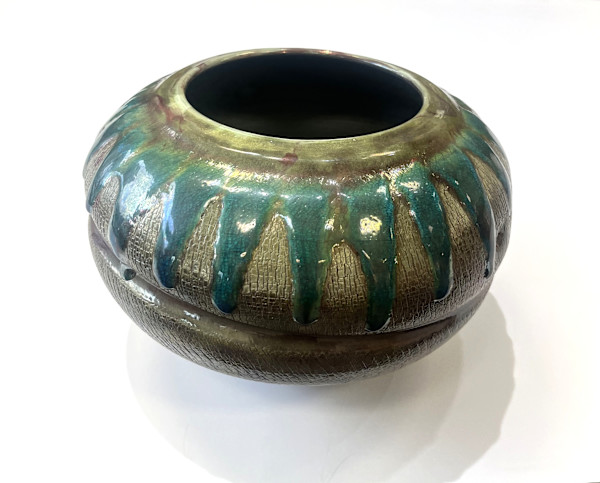 Raku and Glass Vase by Scott Stockdale, Image 2.