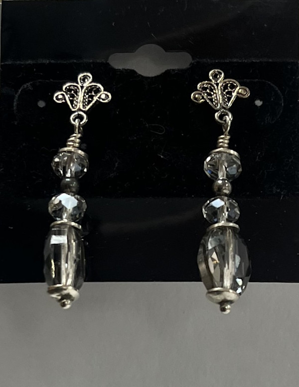 #661-A Crystal Earrings with Sterling Accent by Sue Broadway, Image 2.