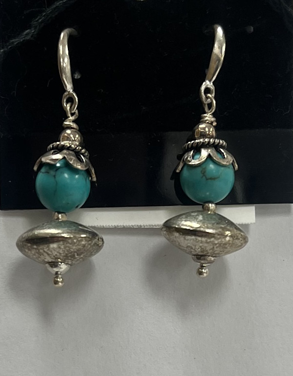 #1148 Turqoise with Sterling Accents Earring by Sue Broadway, Image 6.