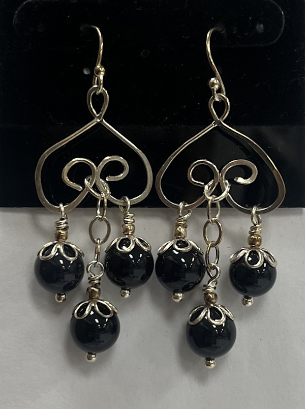 #966 Onyx with Sterling Earring by Sue Broadway, Image 7.