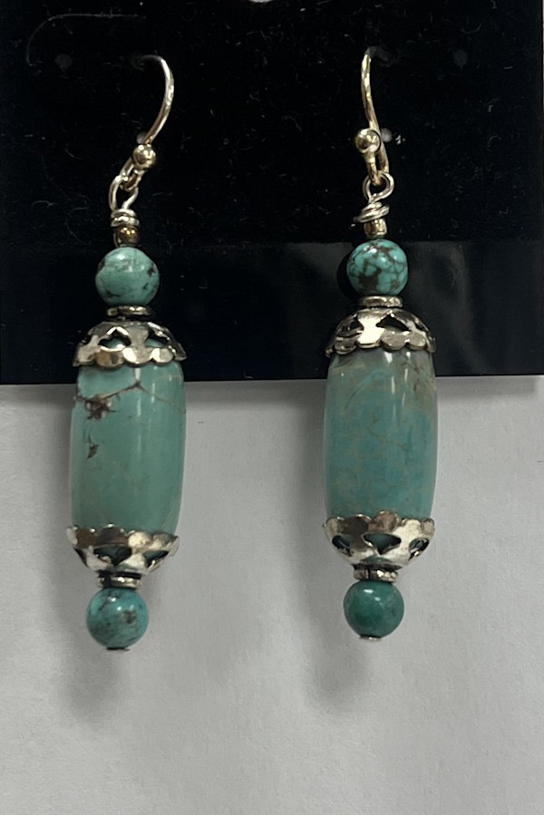#1147 Turquoise with Sterling Earring by Sue Broadway, Image 10.