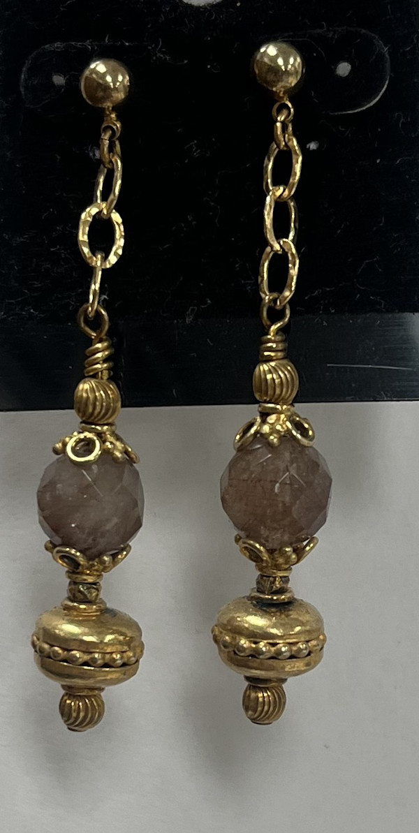 #584-A Faceted Agate with Accent Earring by Sue Broadway, Image 2.