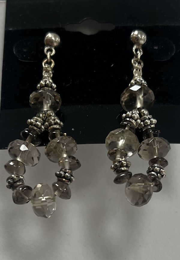 #265 Smokey Quartz Earring with Sterling Accent by Sue Broadway, Image 2.