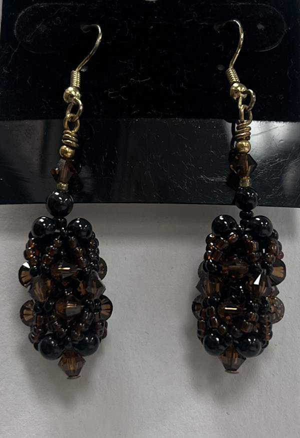#277 Beadded Earring with Swarovski Bead by Sue Broadway, Image 2.