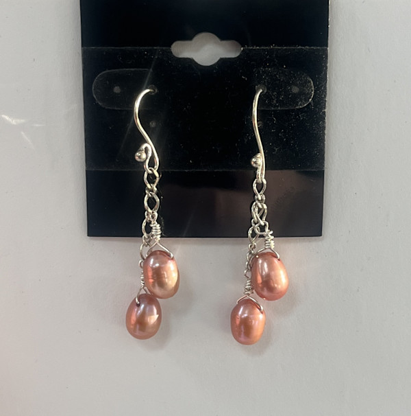 #443-A Apricot Fresh Water Pearls with Sterling Accent by Sue Broadway, Image 1.