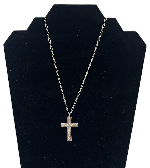 #977 Hand Crafted Fine Silver .999 Sterling Cross by Sue Broadway, Image 3.