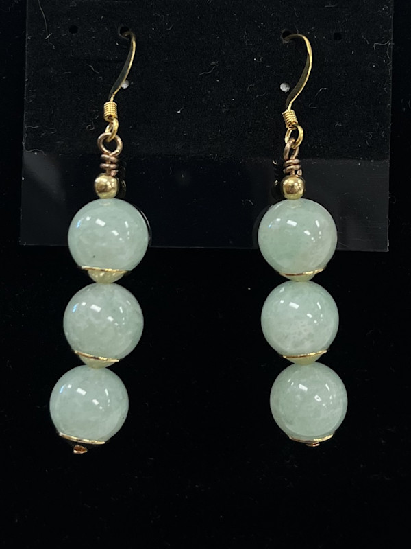 #1052-A Flourite Earrings with Brass Accents by Sue Broadway, Image 1.