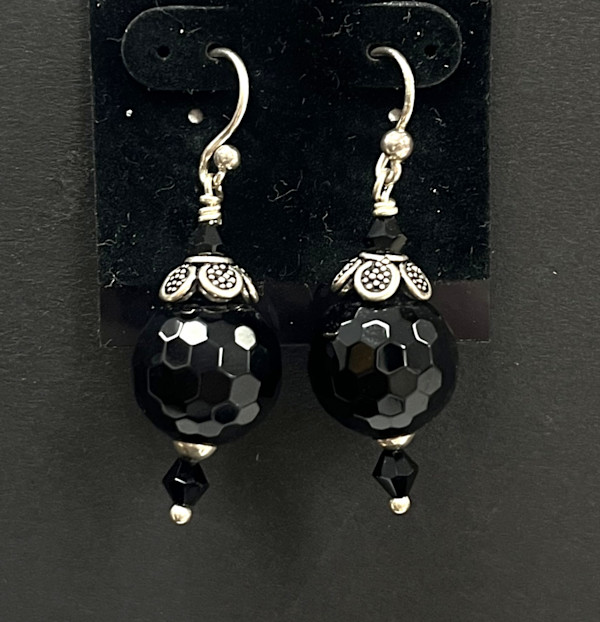 #6-AFaceted Black Onyx with Sterling by Sue Broadway, Image 2.