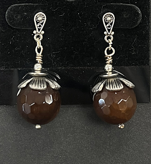 #792 Faceted Fire Agate with Sterling Accent by Sue Broadway, Image 2.
