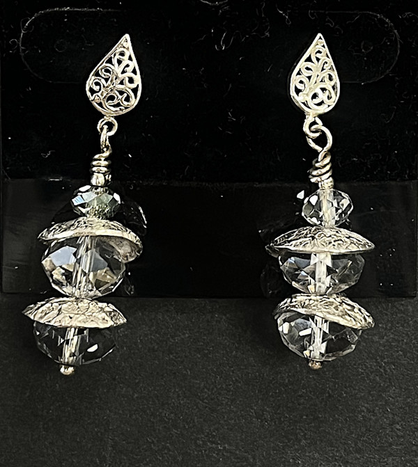 #699 Fine Sterling Silver and Crystal Studs by Sue Broadway, Image 2.