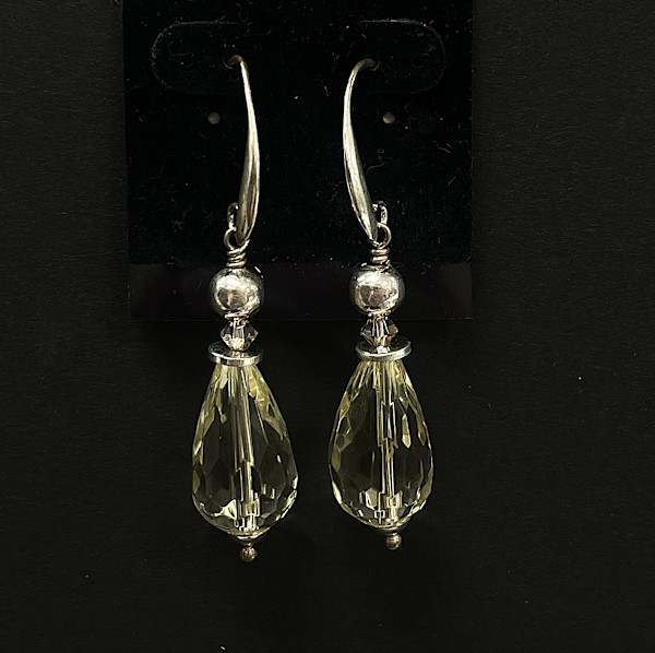 #1042 Yellow Quartz and Sterling Earring by Sue Broadway, Image 2.