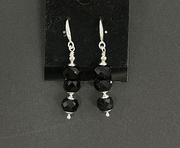 #1083-A Onyx with Sterling Earrings by Sue Broadway, Image 2.