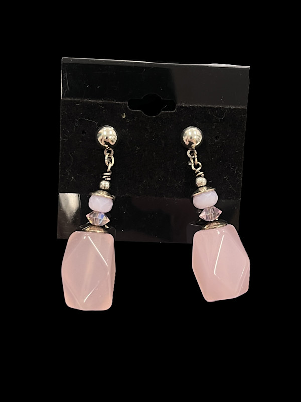 #1119 Pink Glass Earrings by Sue Broadway, Image 1.
