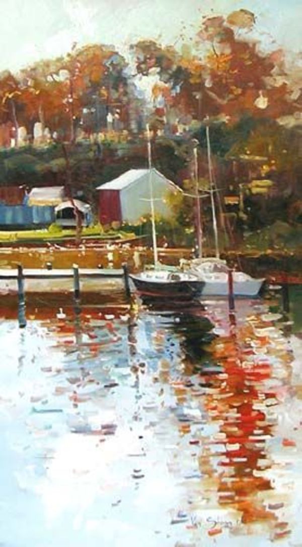 Kinsale Harbour, Vessels in Sunlight by Ken Strong
