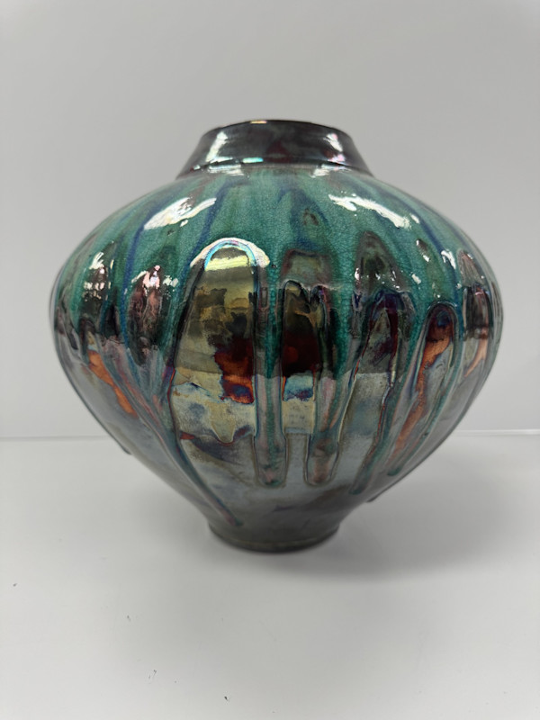 Raku and Glass Vase #5 by Scott Stockdale, Image 1.
