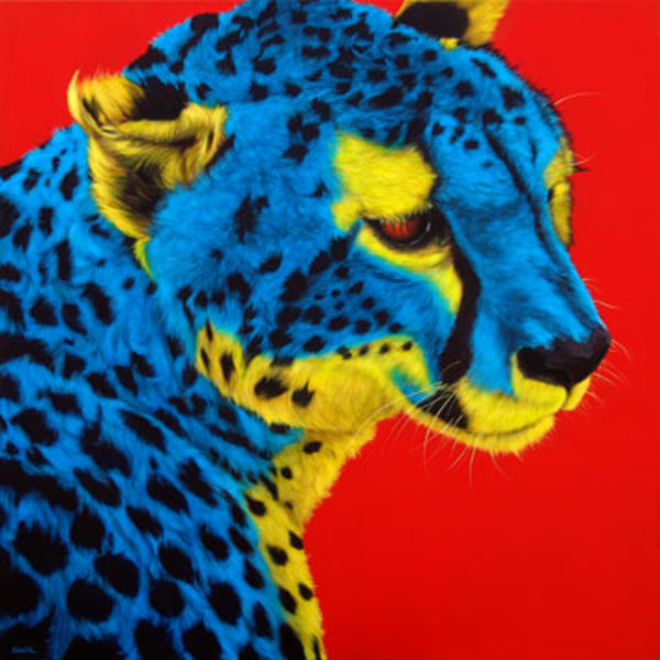 GREEN & PURPLE ZEBRA ON RED, 2005 by HELMUT KOLLER