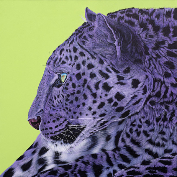 LEOPARD ON GREEN, Diptych Right Panel, 2014 by HELMUT KOLLER
