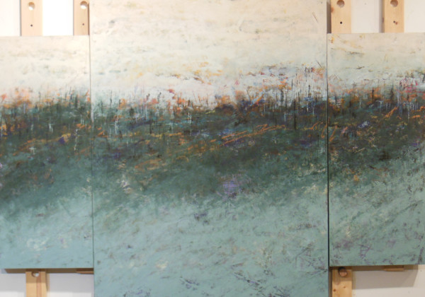 Edge of the Evergreens  (Triptych, 48x36 and 2@36x15")
