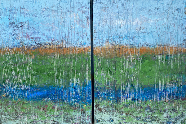 Tree Textures (Diptych) 29.5x43" by Ginnie Cappaert, Image 1.
