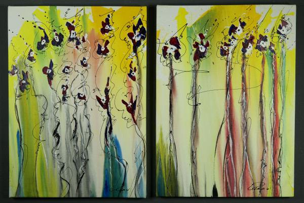 Spring Floral Diptych by louie . rochon . fine . art
