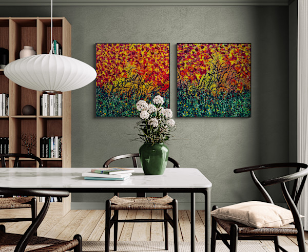 Autumn's Symphony (2 paintings) by louie . rochon . fine . art
