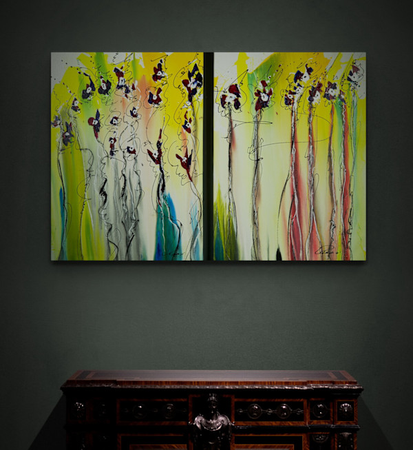 Spring Floral Diptych (Save $650 ) = $1950 - for BOTH! by louie . rochon . fine . art, Image 1.