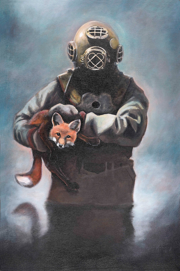 Diver Carrying Fox by Ross Morgan, Image 1.