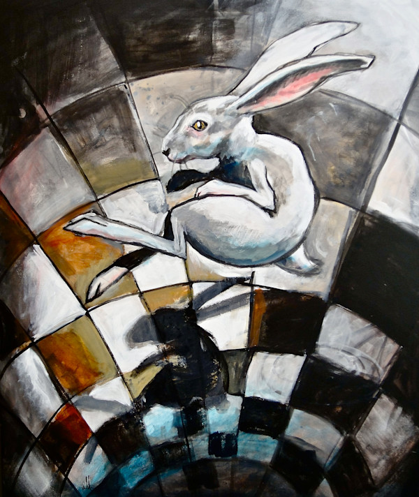 Falling White Rabbit & Shadow by Ross Morgan, Image 1.