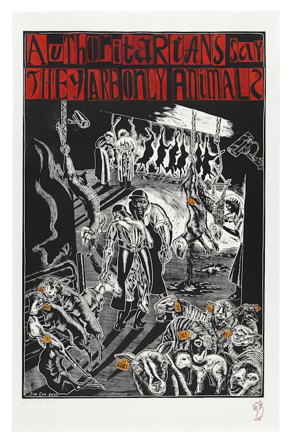 Authoritarians Say They Are Only Animals by Sue Coe, Image 1.