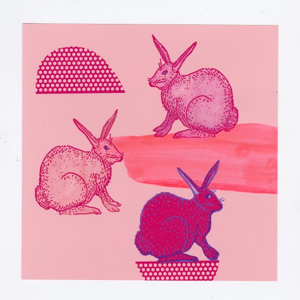 3 Pink Bunnies or Rabbits