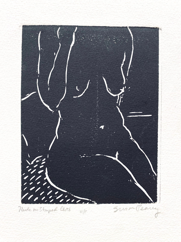 Nude on Striped Cloth by Susan Due Pearcy