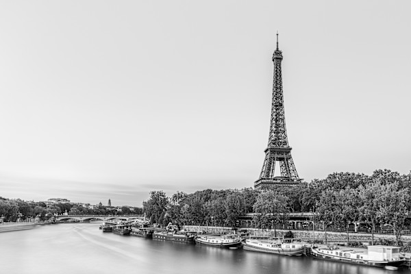 Paris - Eiffel Tower and River Boats by Juan Matorras