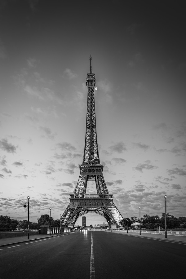 Paris - Eiffel Tower and Waning Moon by Juan Matorras